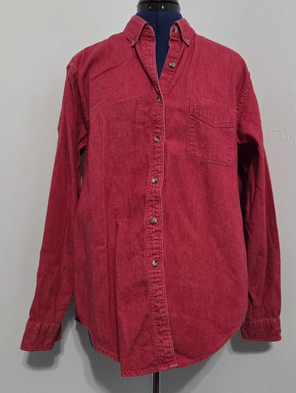 Vintage Red Denim Button Down Size L